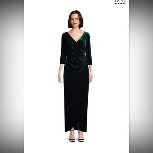 Alex Evenings Surplice-Neck Velvet Maxi Dress